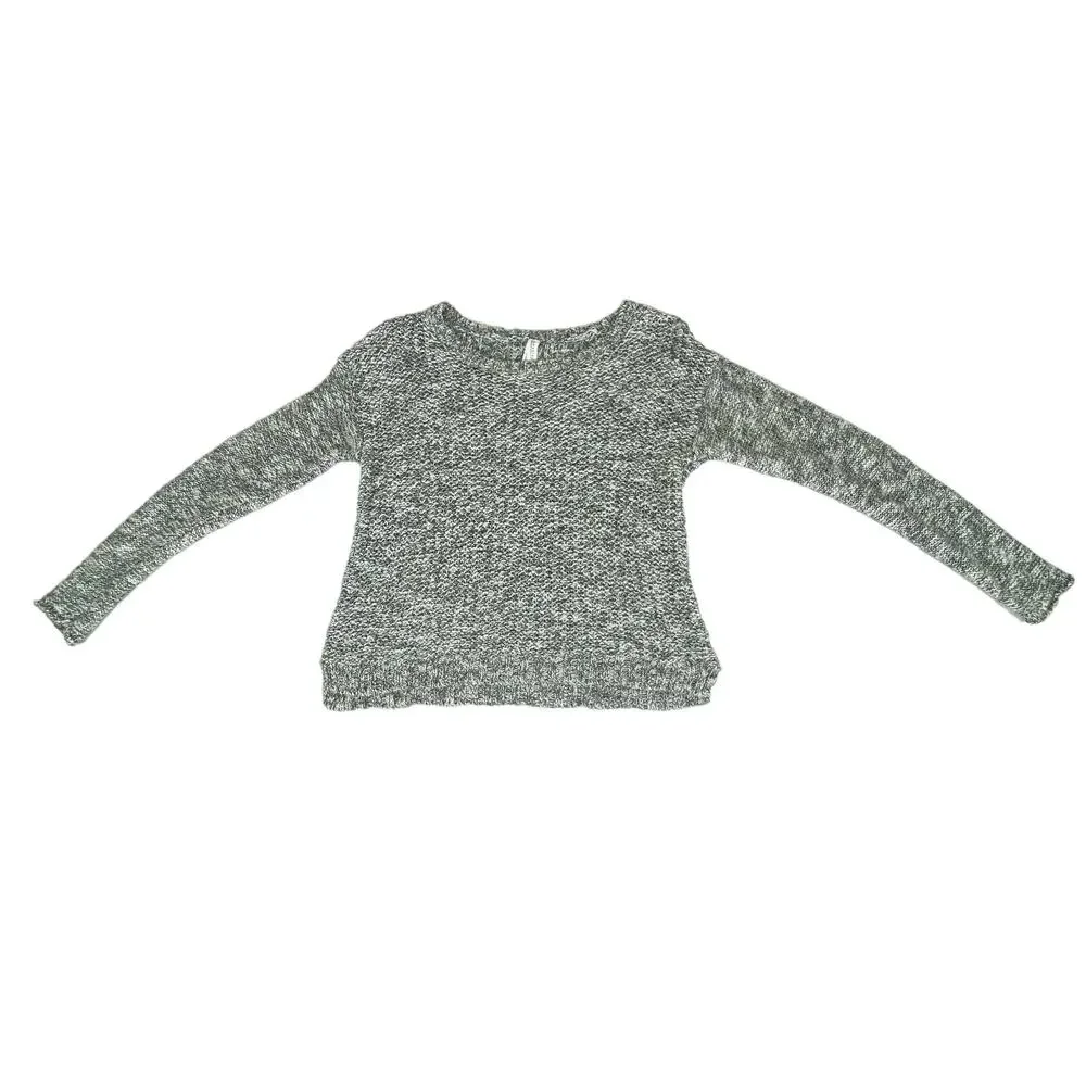 Aeropostale Womens Sweater Size‎ XL (Medium) Gray White Marled Scoop Neck